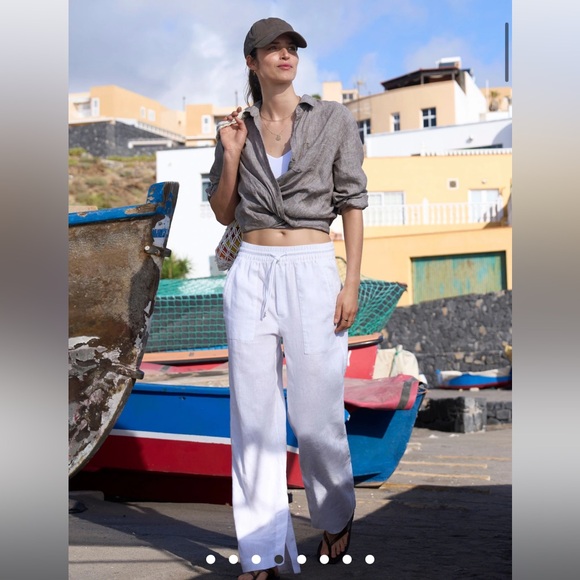 ATHLETA Retreat Wide Leg Linen Pant in Calla Lily, Size Small ‼️SOLD OUT‼️ - Picture 9 of 11